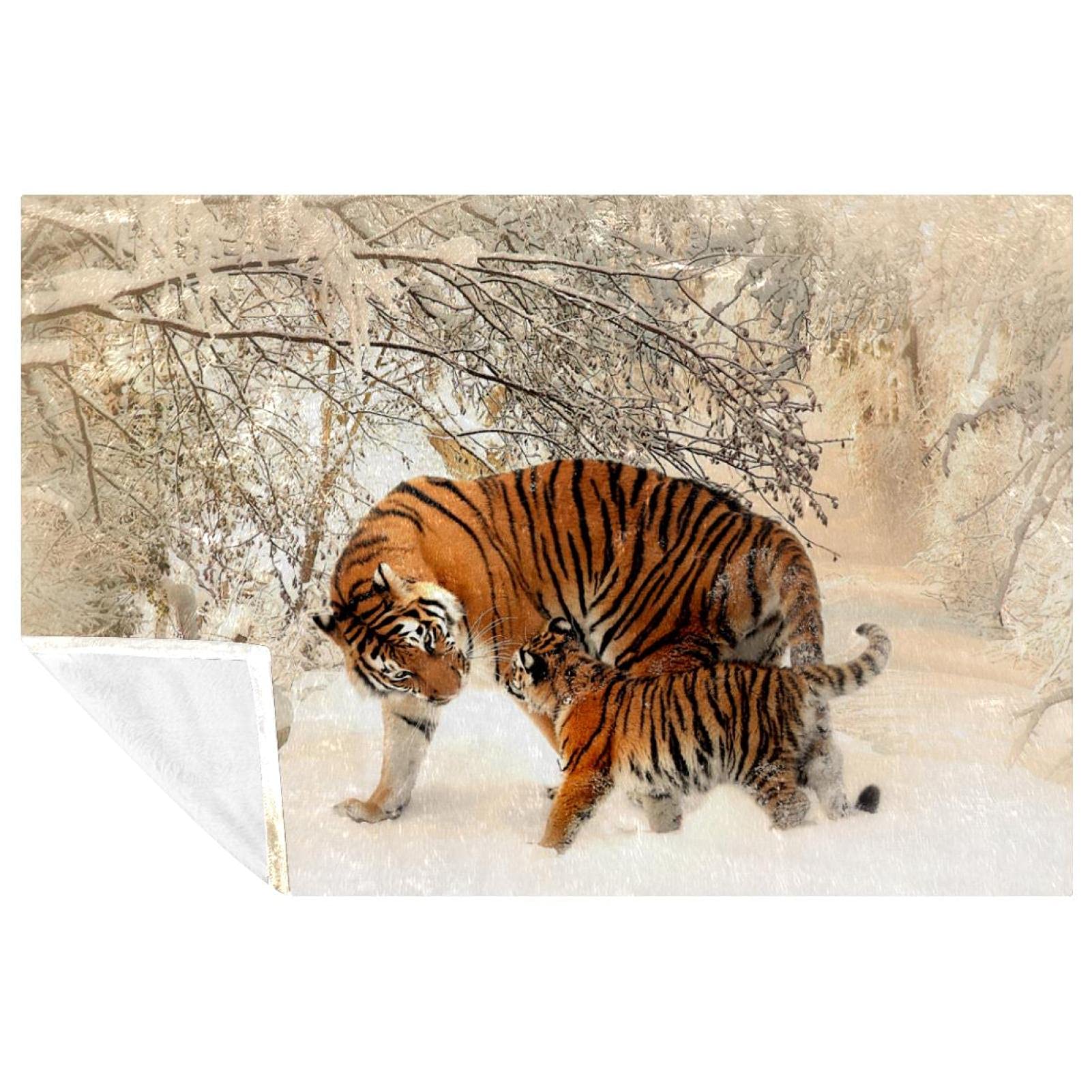 Plaid tigre de neige 150x100 cm couverture pique-nique et camping