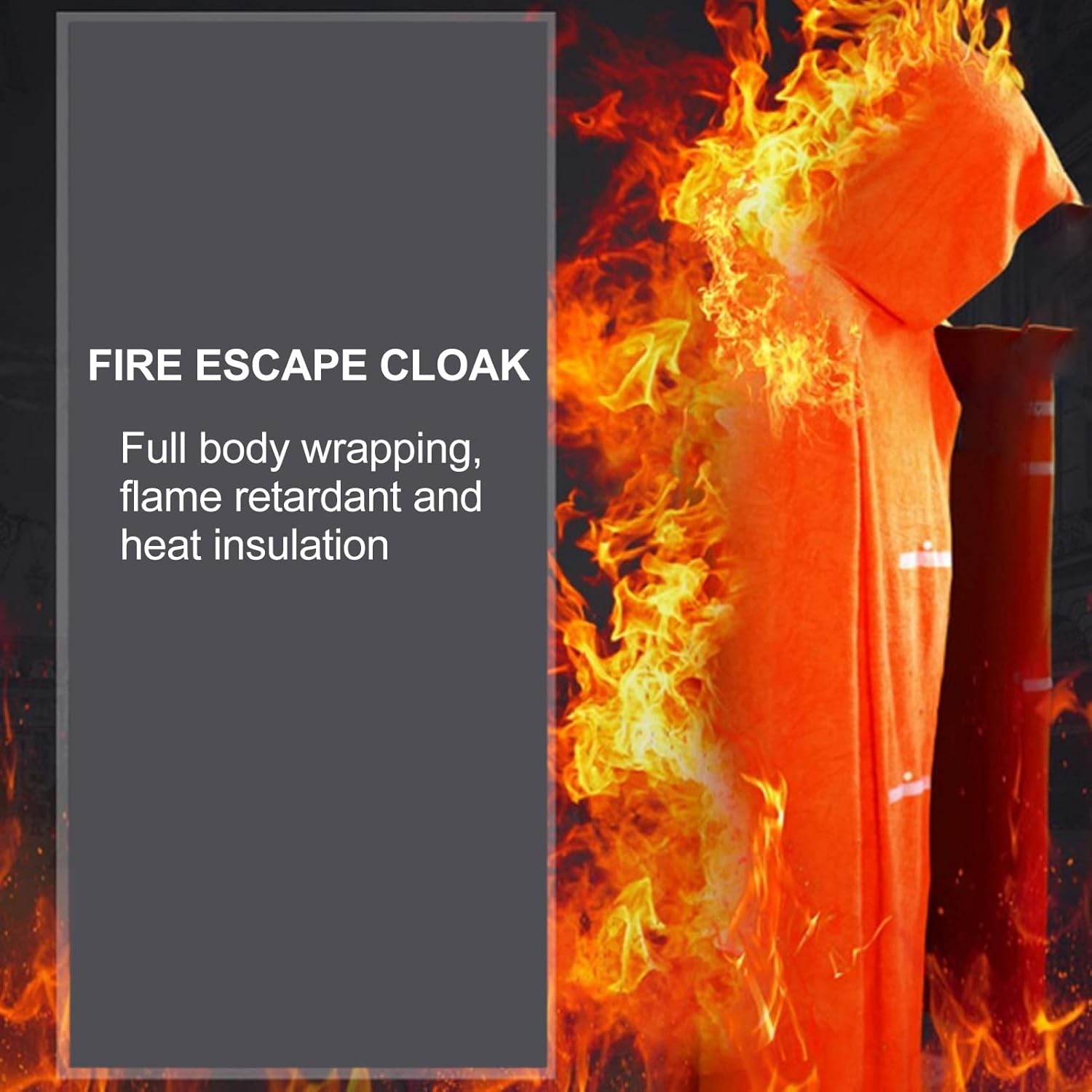 Hapivida Emergency Fire Blanket, Luminous Hooded Fireproof Safety Blanket with Silicone Coating for Home Office Camping Protection