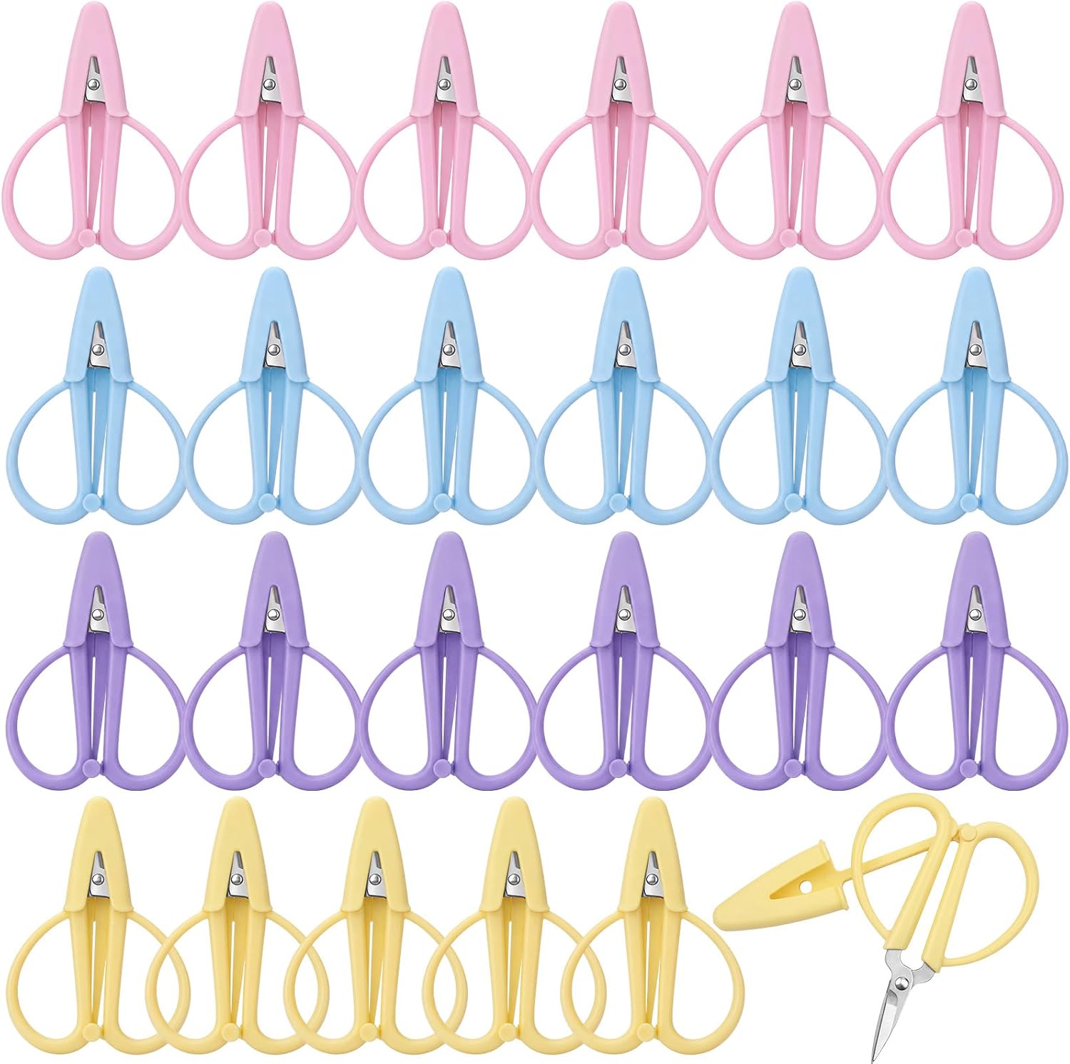 Mixweer 24 Pcs Mini Scissors for Travel Sewing Embroidery, 4 Colors