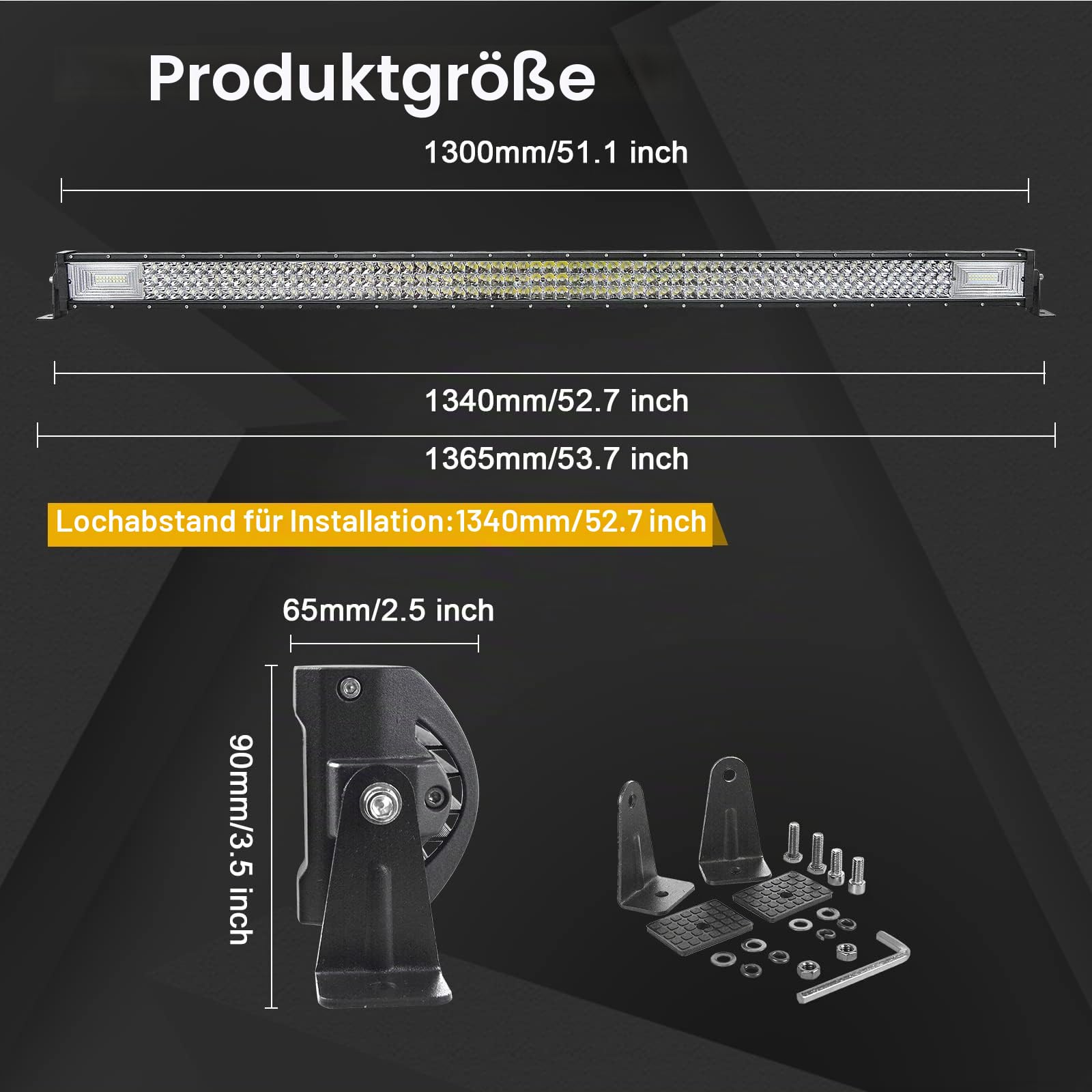 Willpower Led Lichtleiste Bar 52" + Arbeitsscheinwerfer 4" für 12V 24V Auto