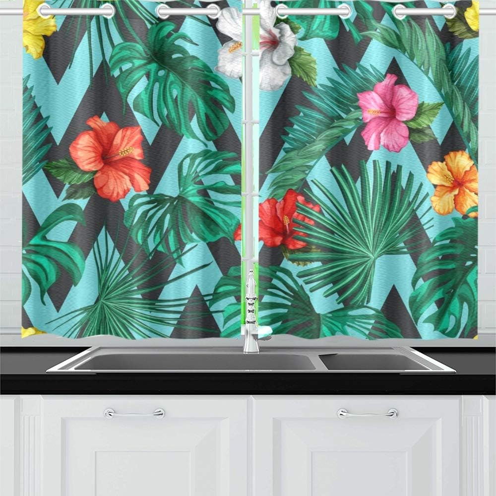 YUMOING Tropical Palm Leaves Hibiscus Flowers Kitchen