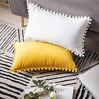 Vista 18 de 2 fundas para cojín decorativo de terciopelo con pompones