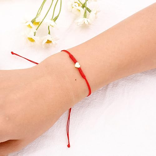 Miniatura 5 de Regalos para el día de la madre para mamá, hilo rojo, para madre e hija, juego de 2 pulseras de corazón a juego para mamá y yo, pulsera roja