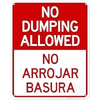 Vista 14 de Letrero bilingüe de "No Dumping Allowed No Arrojar Basura, 10 x 14 pulgadas, libre de óxido, aluminio 040, resistente a la decoloración, fabricado