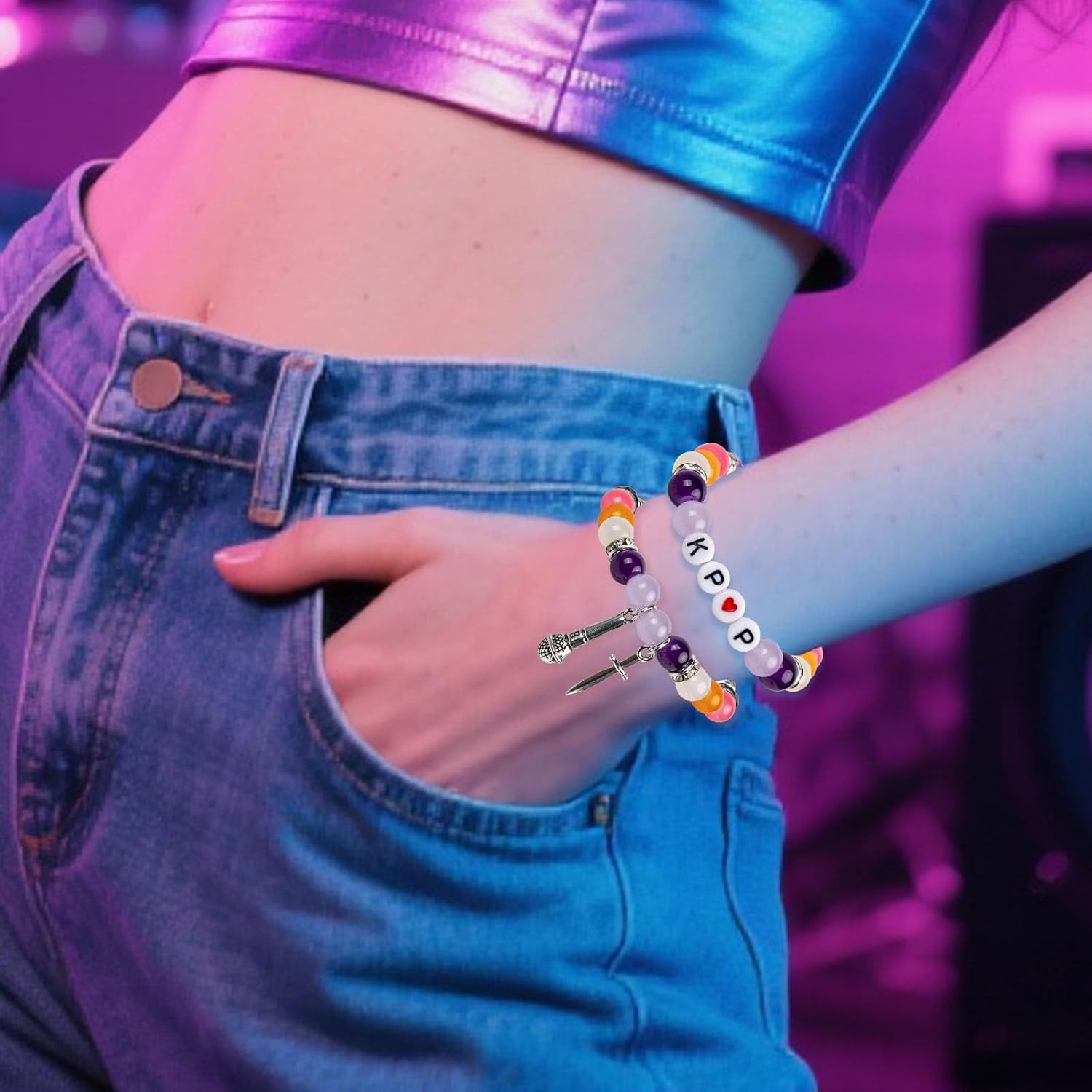 6Pcs Korea-pop Demon H Bracelets Merch Friendship Beaded Bracelets K-Pop Fan Stuff for Girls Concert Outfits Birthday Party Favors Accessories