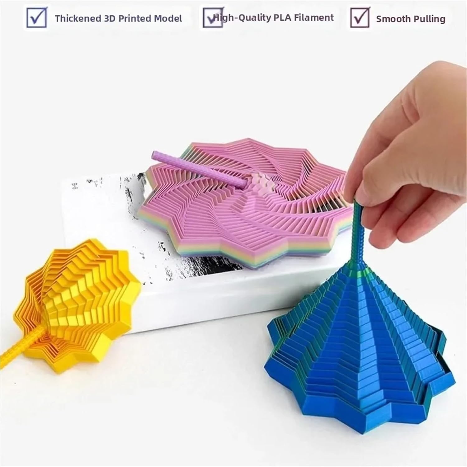 3D Printed Expanded Sensory Fidget Star,Expandable 4.33Inch Fractal Fidget Toys Octagonal with Detachable Handle,Honeycomb Whirling Spiral Design for ADHD & Stress Relief(#h,Large)