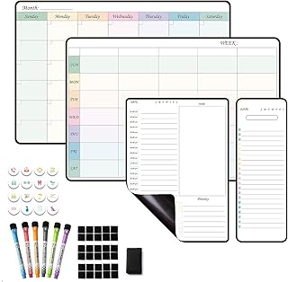 Magnetic Weekly Dry Erase Whiteboard Calendar&Monthly Calendar&Daily Planner&to Do List&Menu Board for Fridge,Family Calendar,Schedule Board for Home