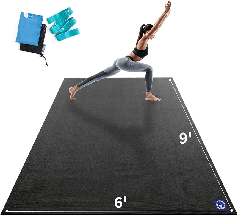 MRO Esterilla de yoga extra grande, 12'x6'/9'x6'/7'x5'/6'x4' (9 mm) extra ancha y gruesa para ejercicios en el gimnasio en casa, antideslizante, suave para mujeres y hombres, ideal para yoga descalzo, pilates, estiramiento