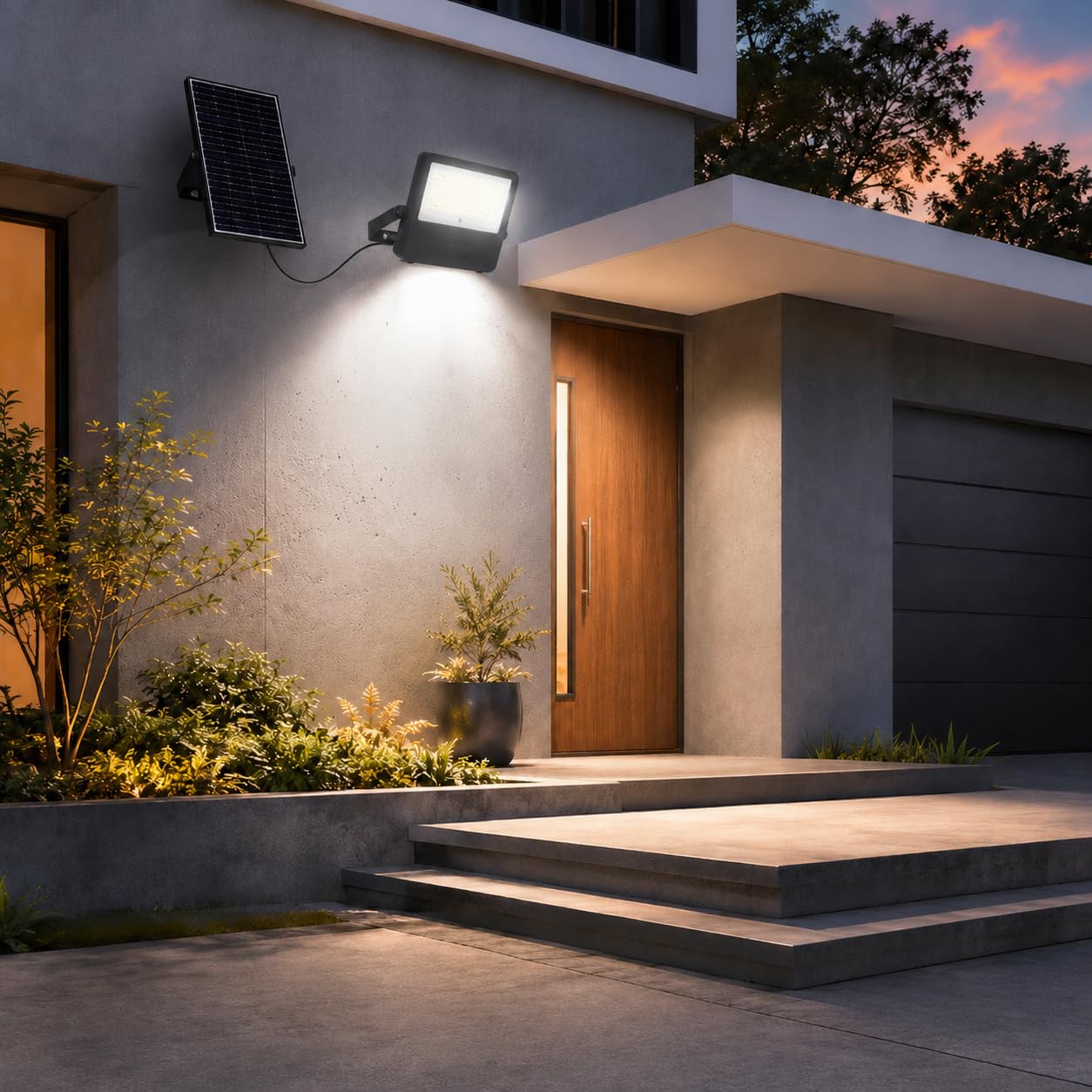 O.n ELYON 2500 Faro LED Solare da Esterno 2500 lm con Pannello Monocristallino 20W, IP65, 4000K, Telecomando, Timer, Batteria LiFePO, Parete