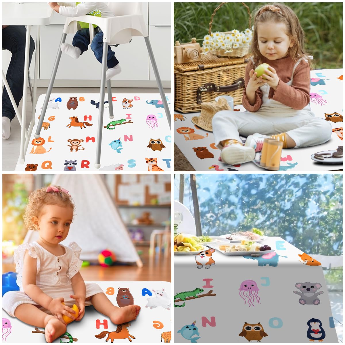 Vicloon Bebé Cojín de Silla, 135 * 135cm Esterilla para Trona, Estera Splat de para Debajo de la Silla Alta, Impermeable Picnic Manteles, Alfombrilla para Silla de Sobremesa, No Incluye tronas