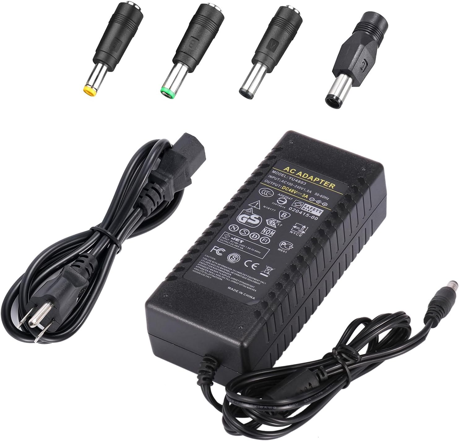 COOLM 48V 3A Power Supply Adapter 144W Replacement 48V 2A 2.5A Power Cord | AC DC 48 Volt 3 Amp, Output Adaptor Interface 5.5 x 2.5mm Plug, for PoE Switch PoE Injector Control Systems