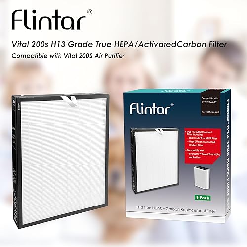 Miniatura 7 de Flintar Filtro de repuesto True HEPA, compatible con el purificador de aire LEVOIT EverestAir, grado H13 True HEPA + filtro de repuesto de carbón