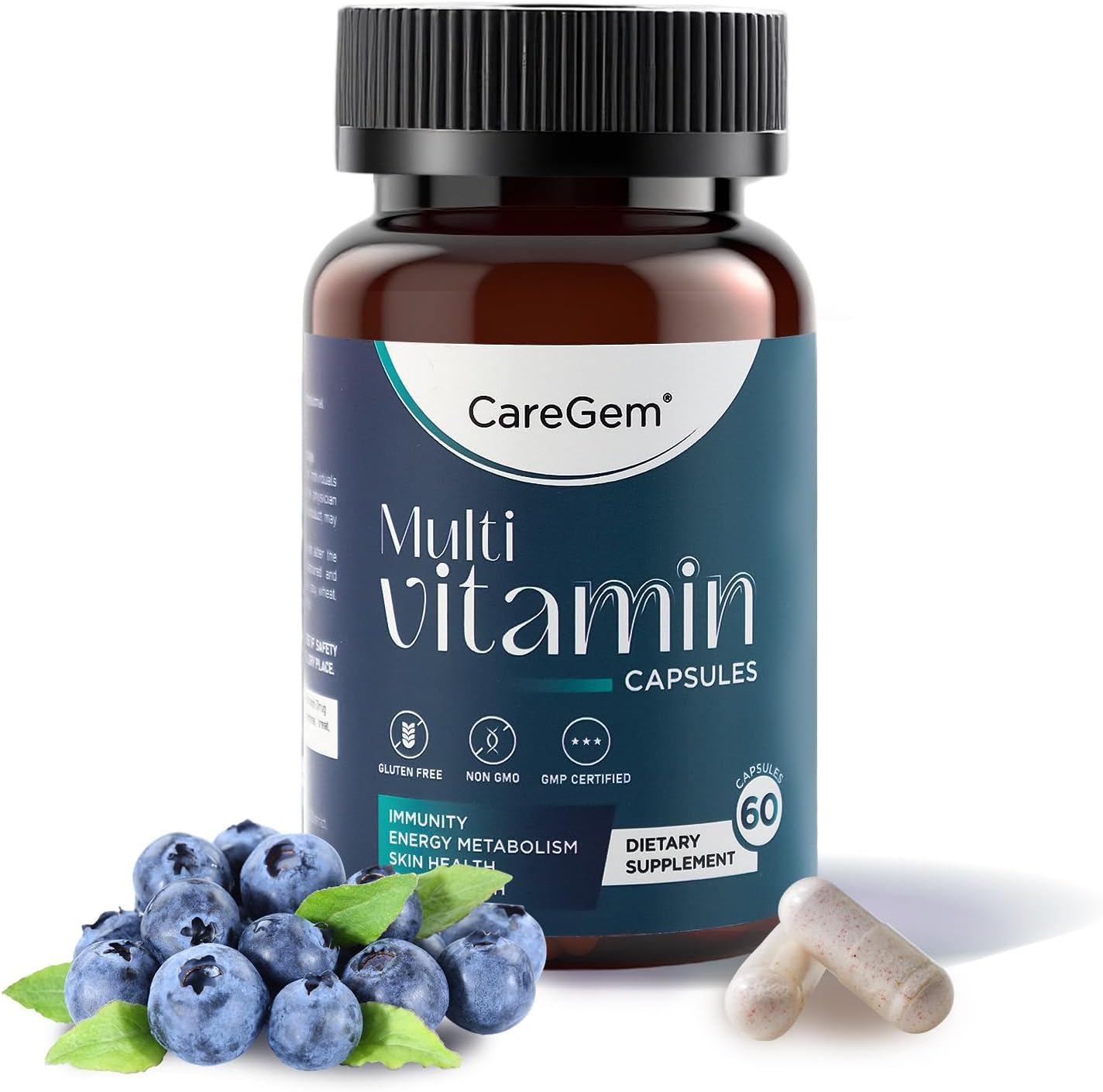 Multivitamin Capsules for Adults | Daily Support for Combating Fatigue, Relieving Stress & Boosting Immunity | with High Potency Vitamin D3 (10,000 IU), PQQ, Lutein & Collagen | 60 Capsules