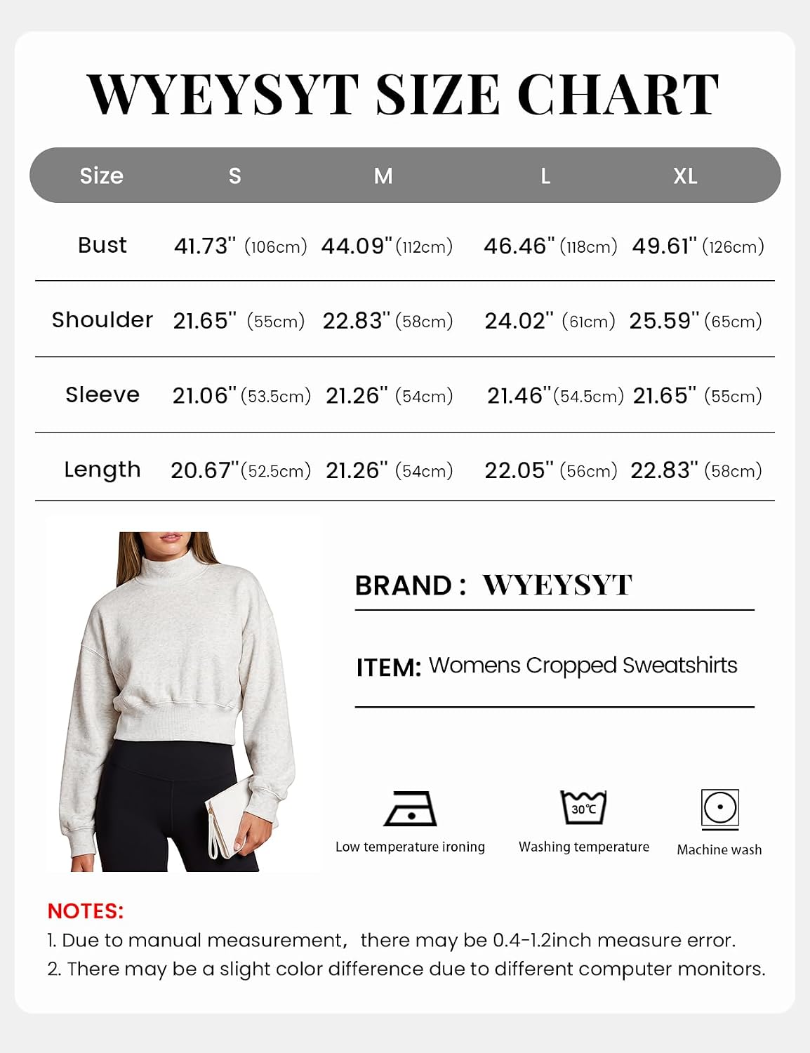 Wyeysyt Women Mock Neck Sweatshirt Fleece Lined Cropped Tops | Turtleneck Tops, Fall Sweatshirts, Long Sleeve, Fleece Pullover, Mockneck