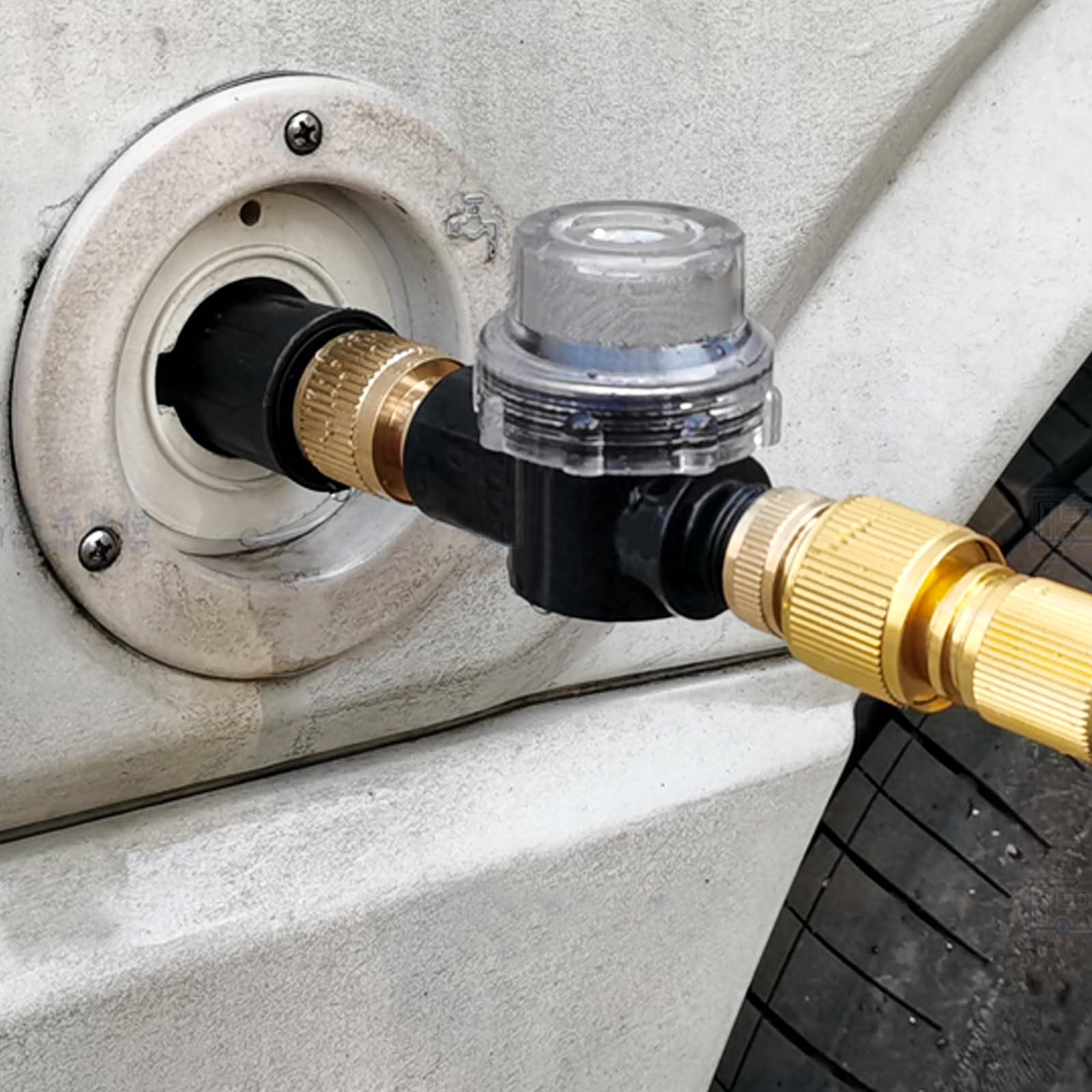 filtro universale per acqua, filtro fine in acciaio inox, serbatoio, camper, pompe giardino, impianto idraulico domestico