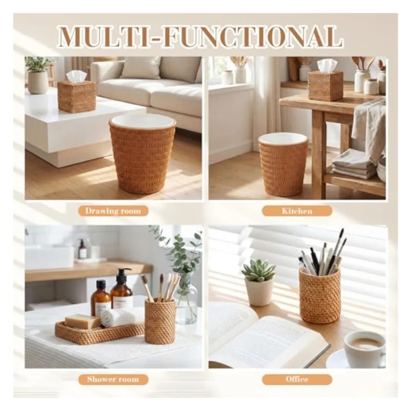 Scatola for fazzoletti in rattan quadrata da bagno 1 pz Per casa