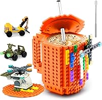 Vista 7 de Fubarbar - Taza de café novedosa con diseño de ladrillo para niños, taza de construcción con pajilla, divertido regalo de Navidad/cumpleaños