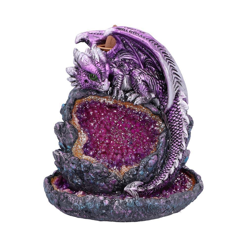 Nemesis Now Purple Crystalline Protector Dragon Geode Backflow Incense Burner,14.2Cm