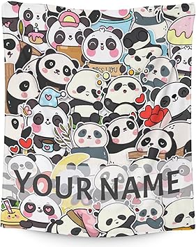 Personalized Panda Blanket Gifts with Name - 50"x60" Cute Throw Blanket for Kids, Adults - Black Soft Fuzzy Blankets for Bed, Couch & Living Room
