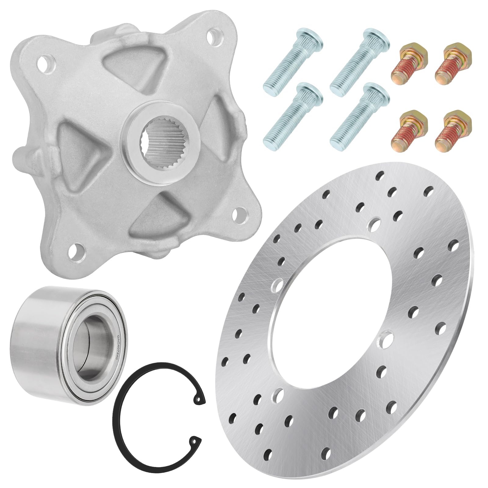 Rear Wheel Hub Bearing Brake Rotor Studs Kit for Polaris RZR 800 Sportsman 400 450 500 570 600 700 800 ACE 2007-Up Ranger 400 500 570 700 800 Diesel