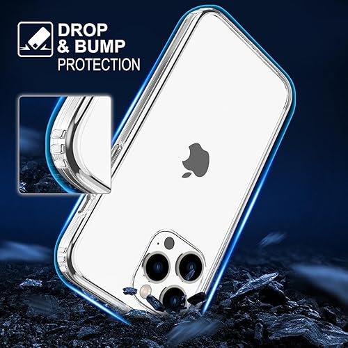 Vista 213 de TENOC Funda para teléfono compatible con iPhone 13 Pro Max, funda transparente a prueba de golpes protectora delgada para 6.7 pulgadas