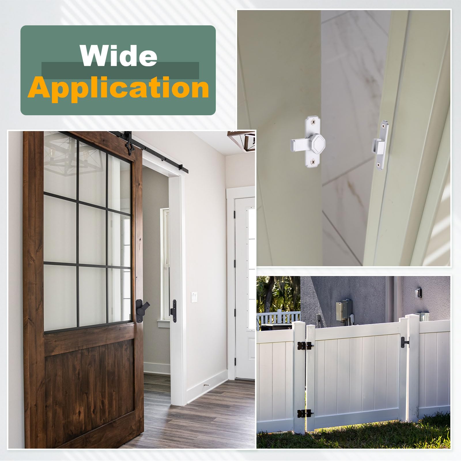 QUARKZMAN 4Pcs Serratura Ribalta Porte A Soffietto In Lega Di Alluminio | Serratura Di Sicurezza A Gradi, Per Porte Scorrevoli, Con Viti E Adesivo Senza Chiodi, Per Giardino Bagno Garage.