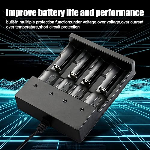 Miniatura 12 de Cargador de batería 18650 de 4 bahías, cargador universal inteligente para baterías de iones de litio recargables de 3.7 V, compatible con cargador