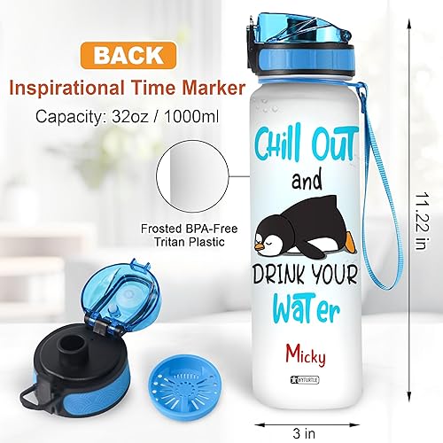 Vista 19 de Hyturtle Botella de agua motivacional personalizada con texto en inglés "I Know I Hunt Like A Girl" de 32 onzas, nombre personalizado con marcador