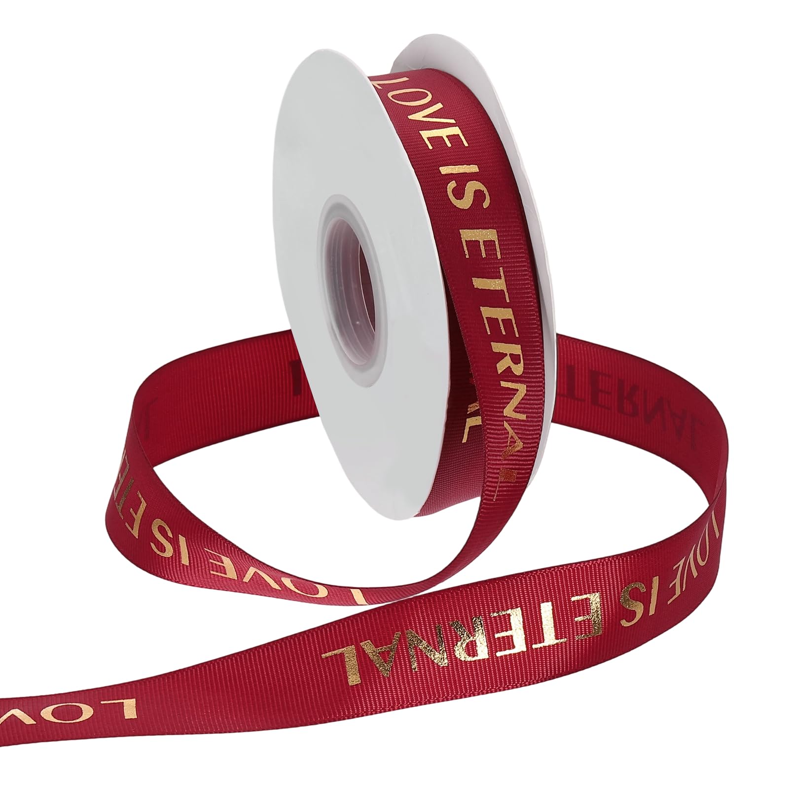 PATIKIL Personalized Grosgrain Ribbon, 2.5cm x 36.5m Love is Eternal Polyester Ribbon for Holiday Party, Wedding Decoration, Gift Wrapping, Burgundy