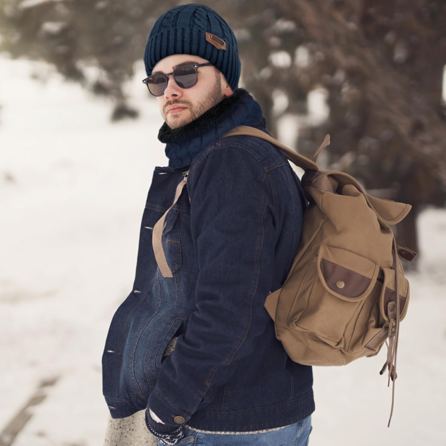 Winter Beanie Hats Scarf Gloves Set Thick Warm Slouchy Beanies Hat Knit Skull Cap Neck Warmer for Men Women - Image 7