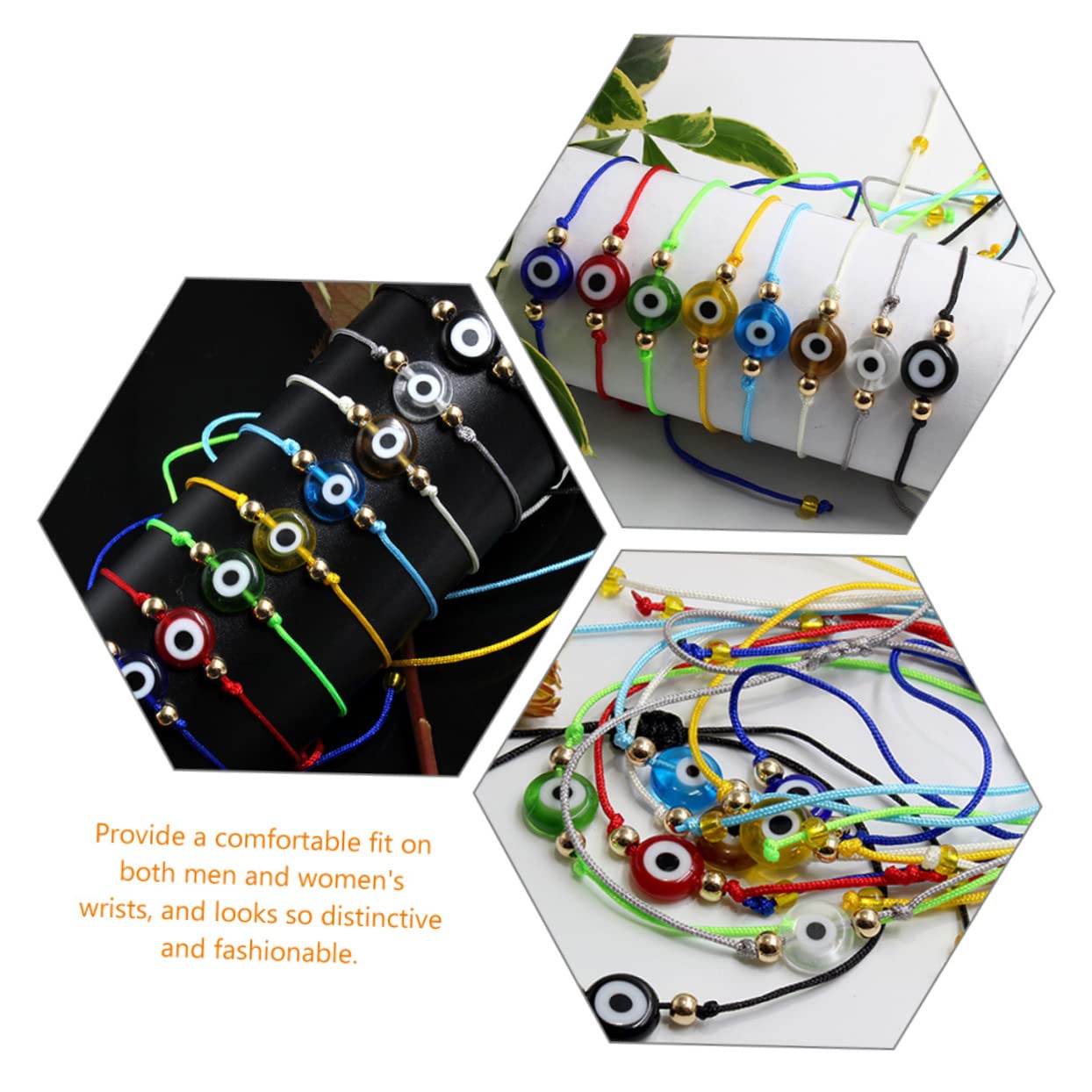 Beaupretty 60piezas Pulsera Ajustable De Ojo Turco Joyería De Amuleto Para Hombres Mujeres y Niño Niña Para y Uso Diario