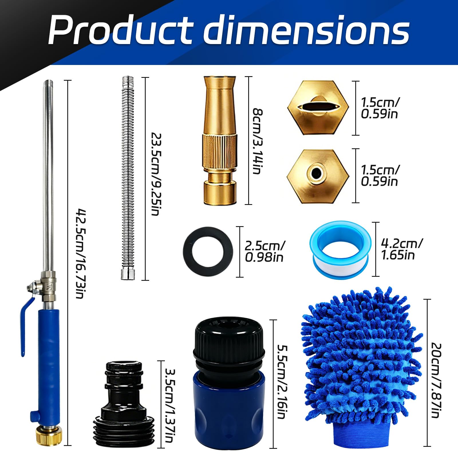 Lanza de Presion, FainFun Pistola de Agua a Presión, Lanzadera de Agua a Presion, Hidrolimpiadora, Jet Jardin, Se Necesita una Bomba de Presión o una Conexión Directa al Instrumento (Azul 2)
