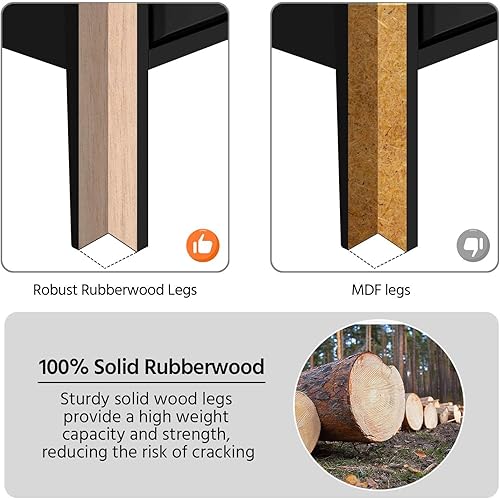 Miniatura 6 de Topeakmart Moderna mesita de noche con 3 cajones y patas de madera maciza, mesita de noche con amplio espacio de almacenamiento, mesita de noche de