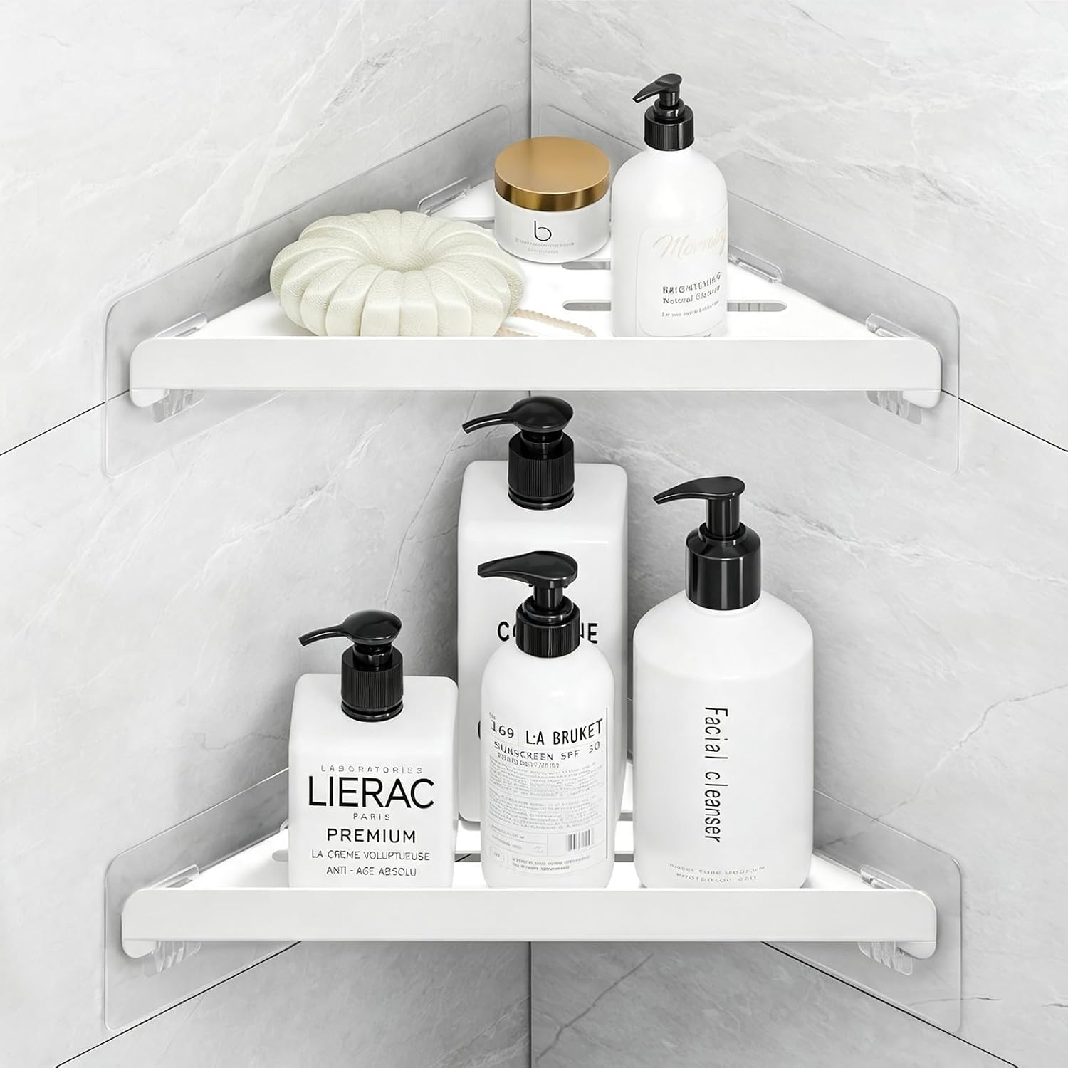 Fikoksol Shower Caddy Storage, Triangle Corner Shelf with Adhesive Hook