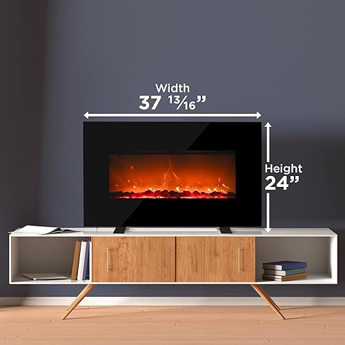 Miniatura 8 de Danby Designer DDEF03813BD13 - Chimenea eléctrica de 38 pulgadas para montaje en pared, multicolor, con control remoto con llama LED y brasa,