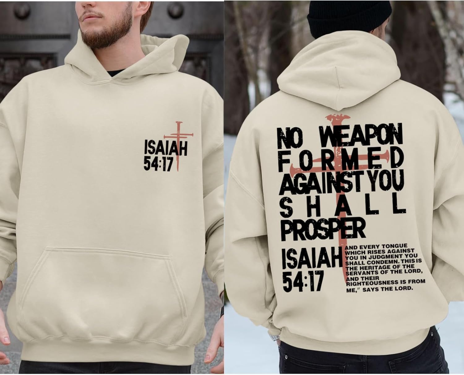 Tuislay Christian Jesus Hoodies for Men Faith Religious God Sweatshirts Cross Graphic Sweaters Vintage Bible Verse Pullover