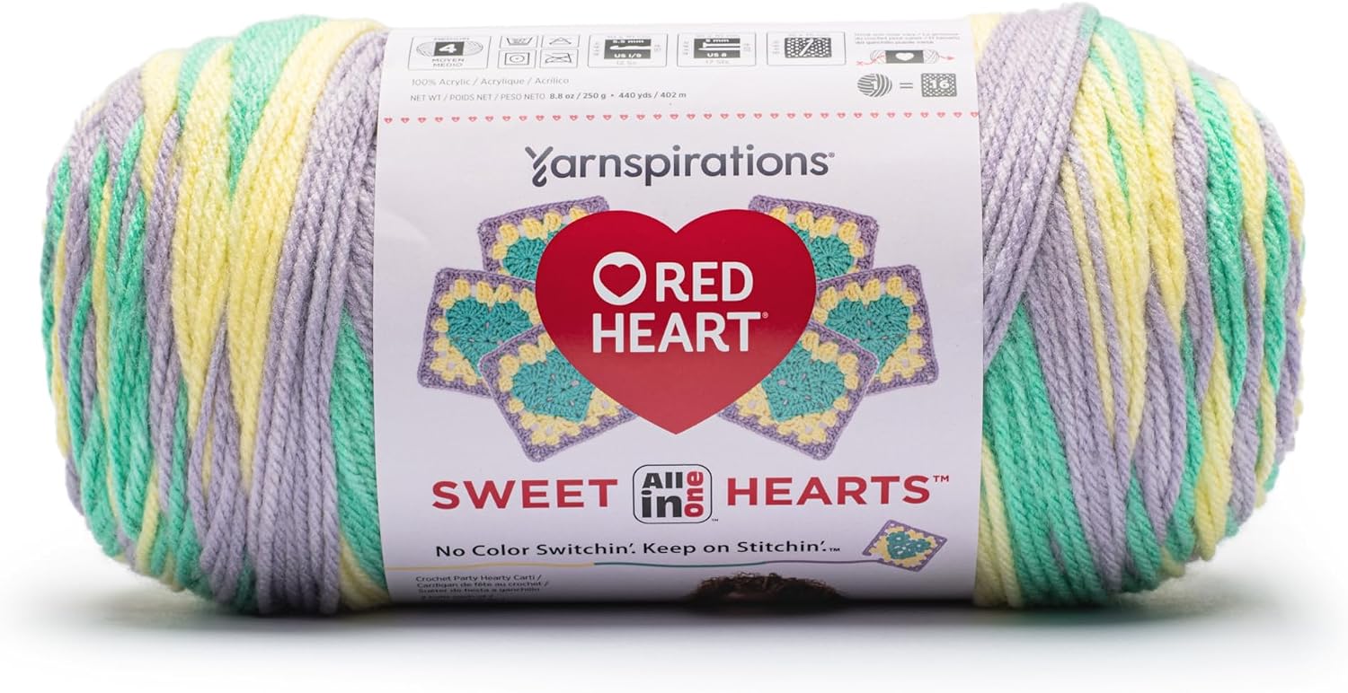 Red Heart All in One Sweet Hearts Heart Strings Yarn - 3 Pack of 250g/8.8oz - 100% Acrylic - 4 Worsted (Medium) - 440 Yards - Knitting/Crochet