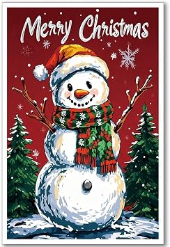 DQYZNYC Snowman Poster Christmas Wall Art Canvas Print 12x18in Unframed A