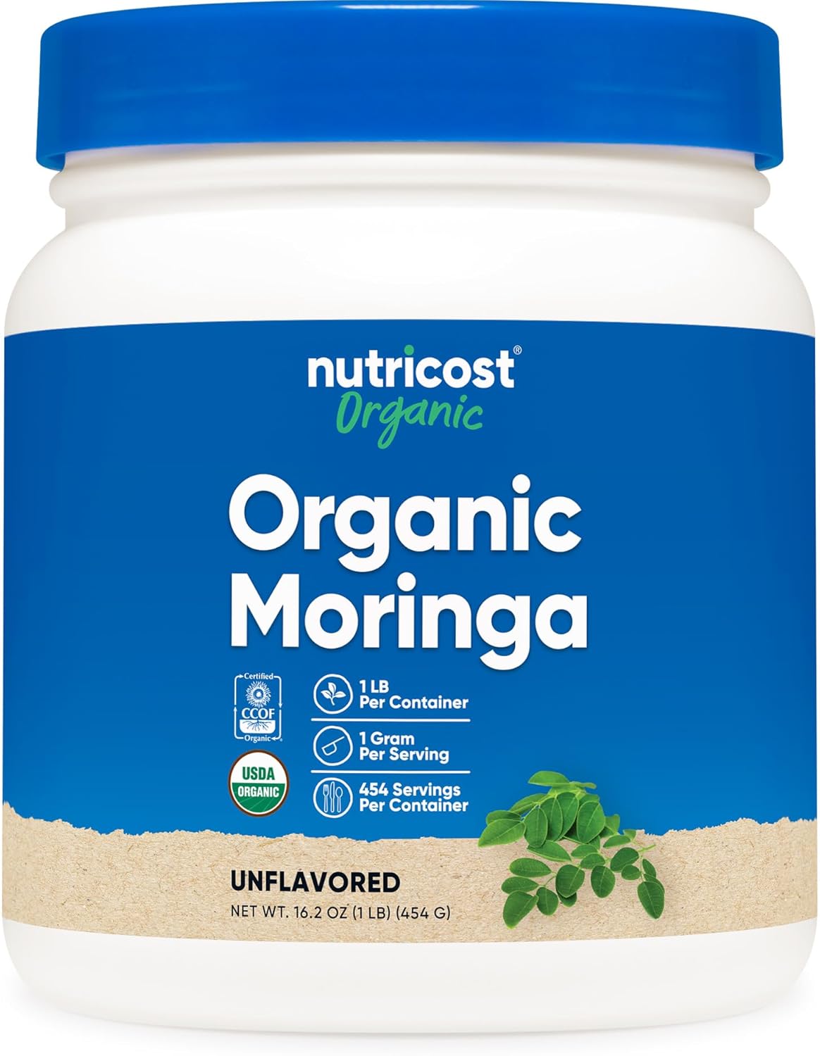 Nutricost Organic Moringa Powder 1LB (16oz) - Gluten Free, Non-GMO, Vegetarian Friendly - Amazon product rated Grade B