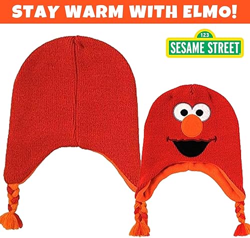 Miniatura 4 de Sesame Street Conjunto de 2 pares de guantes y sombrero Elmo para clima frío (2-4), Conjunto Manoplas Elmo RojoNaranja
