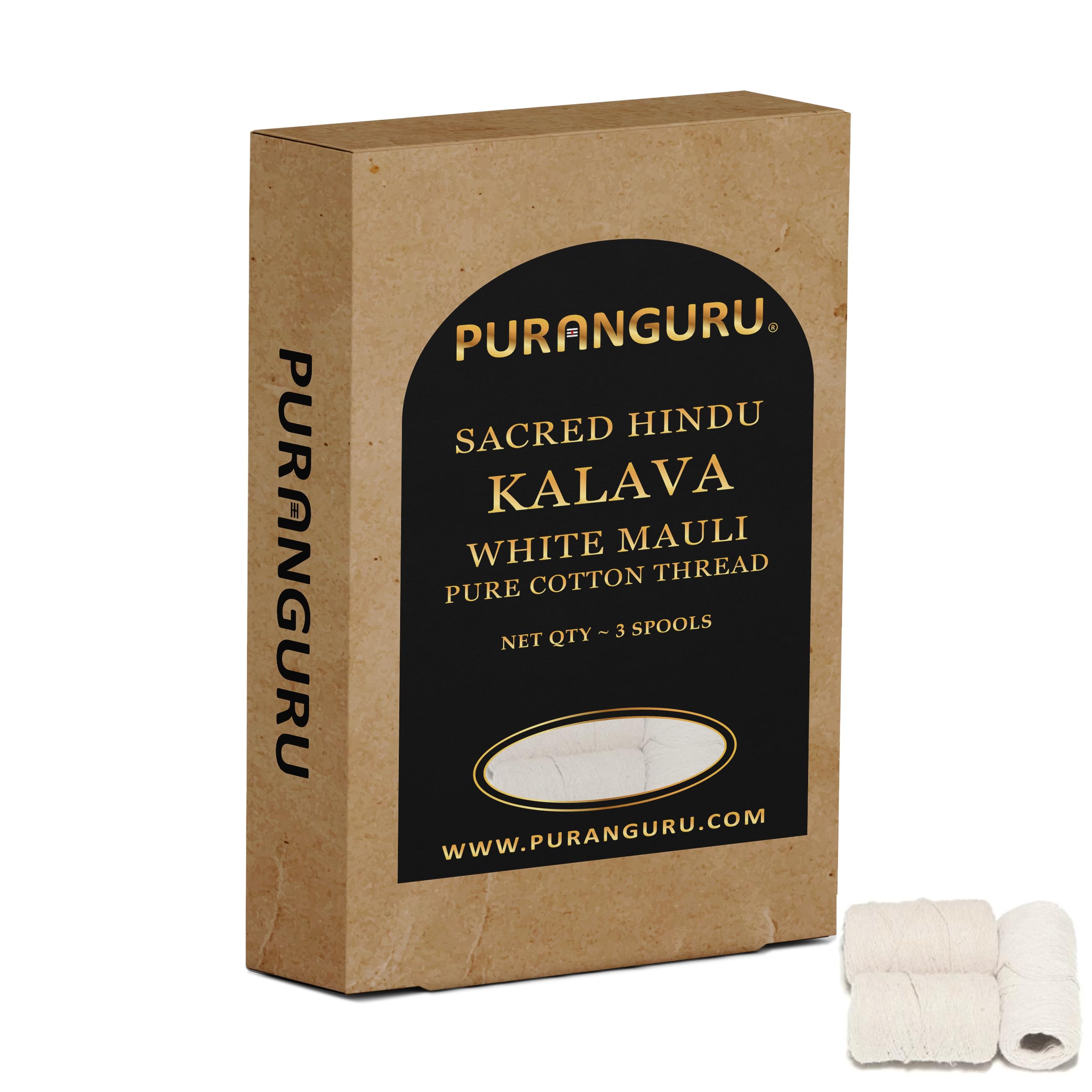 Handmade White Kalava Moli Thread | 3 Spools x 50 Meters | Pure Cotton Kalawa Mauli | Religious Puja Janoi Dhaaga | Sacred Hindu Pooja Janeu Thread Raksha Sutra | Yagnopavit Laccha Roll