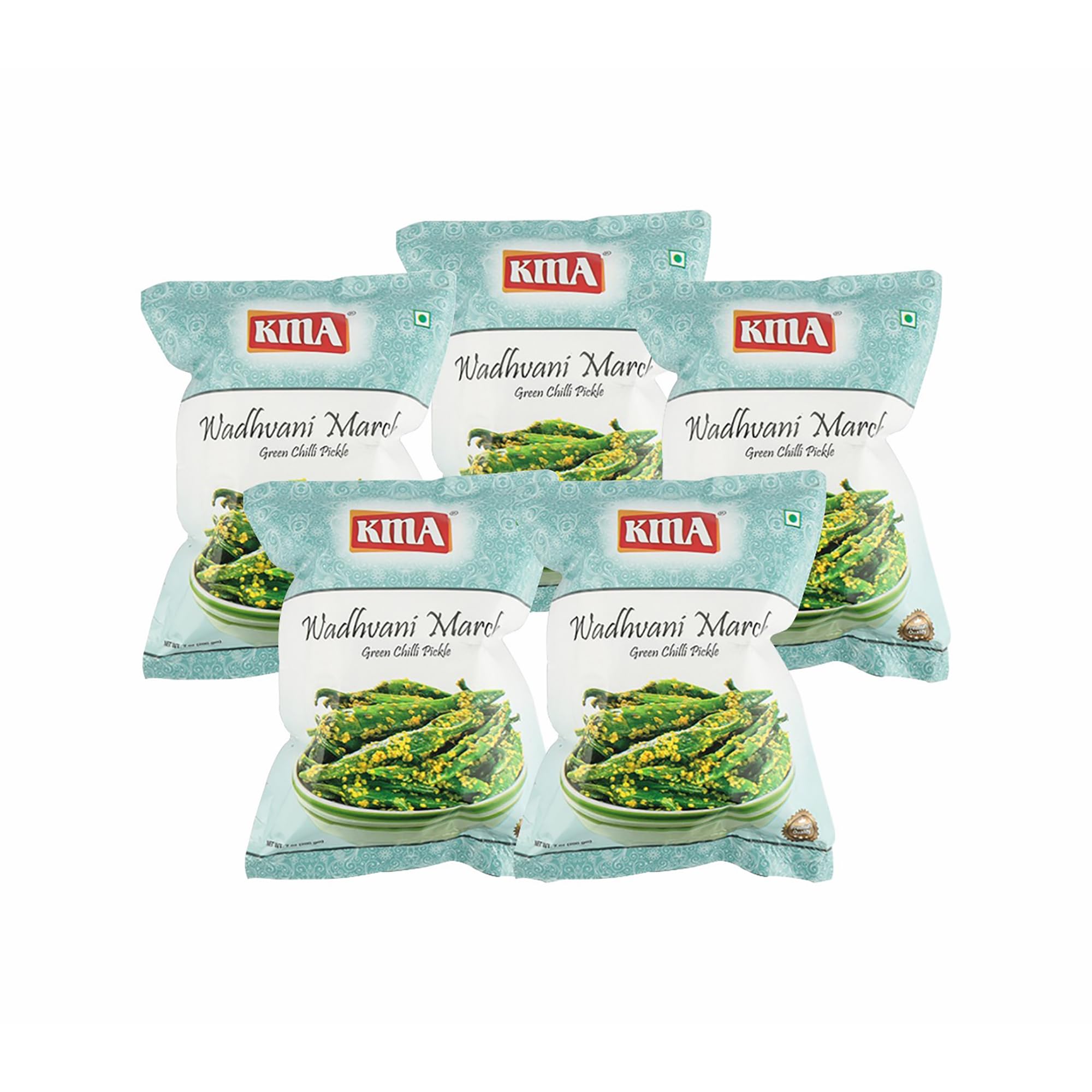 KMA Wadhvani Marcha Pickle 1 Kg (Pack of 5 x 200g each) - Yellow Mustard Stuffed Green Chilli Pickles , Authentic Homemade Hari Mirch ka Achar with No Preservatives added , Healthy Indian Dry Raita Marcha Athana , Ready to Eat (B09RG2VJSC) Amazon Price History, Amazon Price Tracker