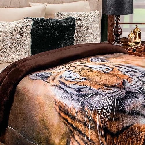 Miniatura 2 de Manta suave de franela pesada de tamaño QueenKing, calidad HD, 94 x 87 pulgadas, cálida y acogedora, hermosa manta de diseño unisex de Bengala