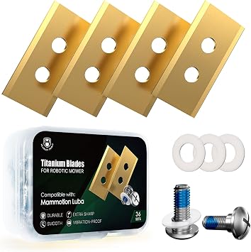Headley Tools 36Pcs Heavy Duty Titanium Replacement Blades 0.9mm Compatible for Mammotion Luba & Yuka All Series,Robust Replacement Robot Lawn Mower Blades,with Plastic Screwdrivers and Washers