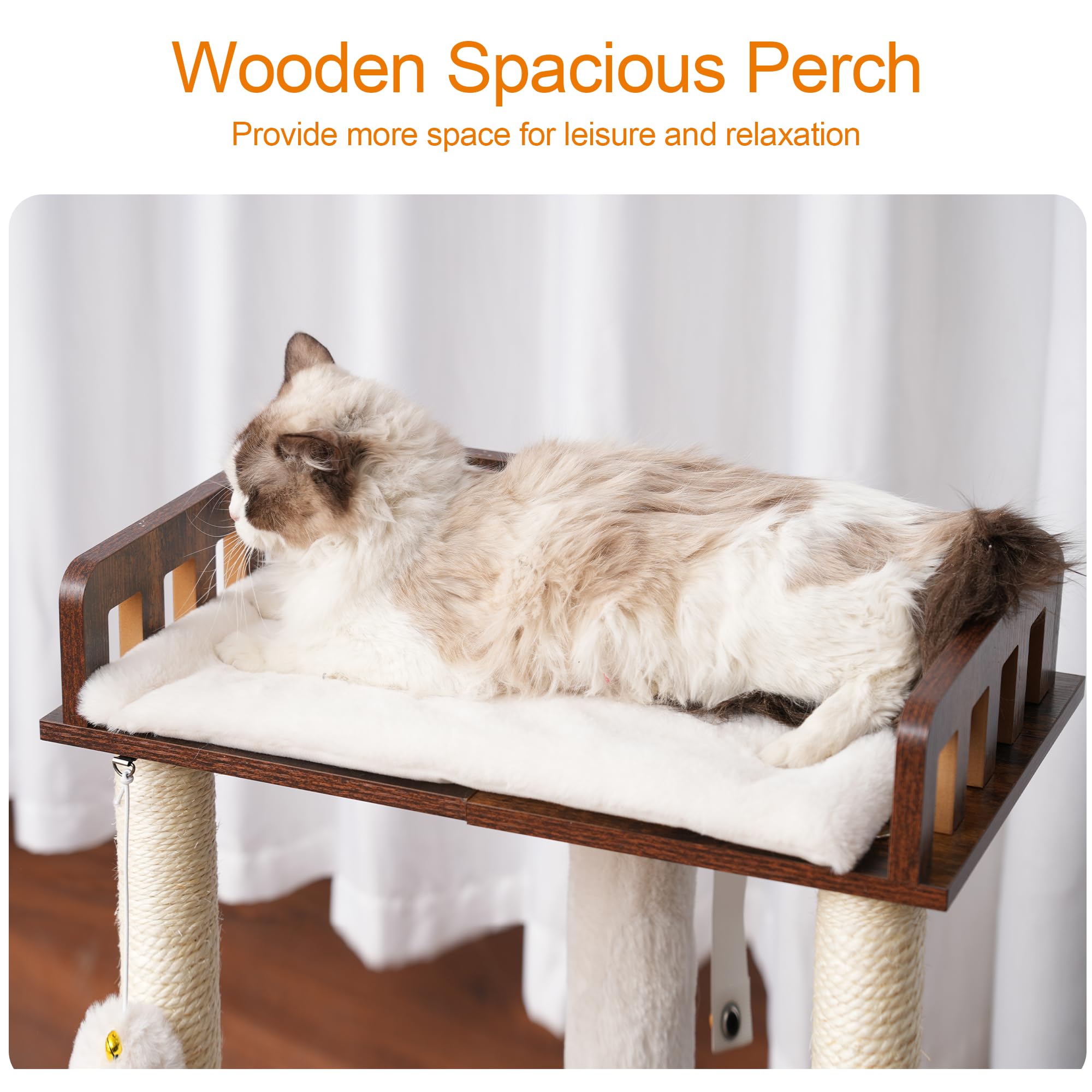 Petepela Krabpaal 77 cm met Dual Condos voor huiskatten, all-in-one kattenhuis met gevoerde zitstang en palen en verwisselbare ballen, grijs