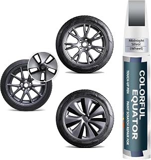 Midnight Silver Rim Touch Up Paint for Tesla Model 3 18'' Aero Wheel/Model S 19'' Tempest Wheel, Scratch Repair Pen for Curb Rash (Midnight Silver)