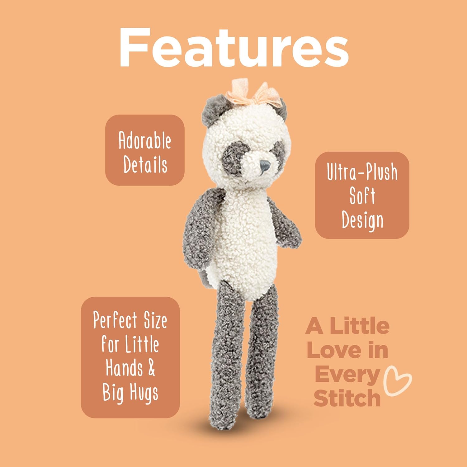 Stephen Joseph, Stuffed Animal Toy 11 inches, Small Super Soft Plush Doll, Toys for Baby, Toddler, Kids, Poppy Panda