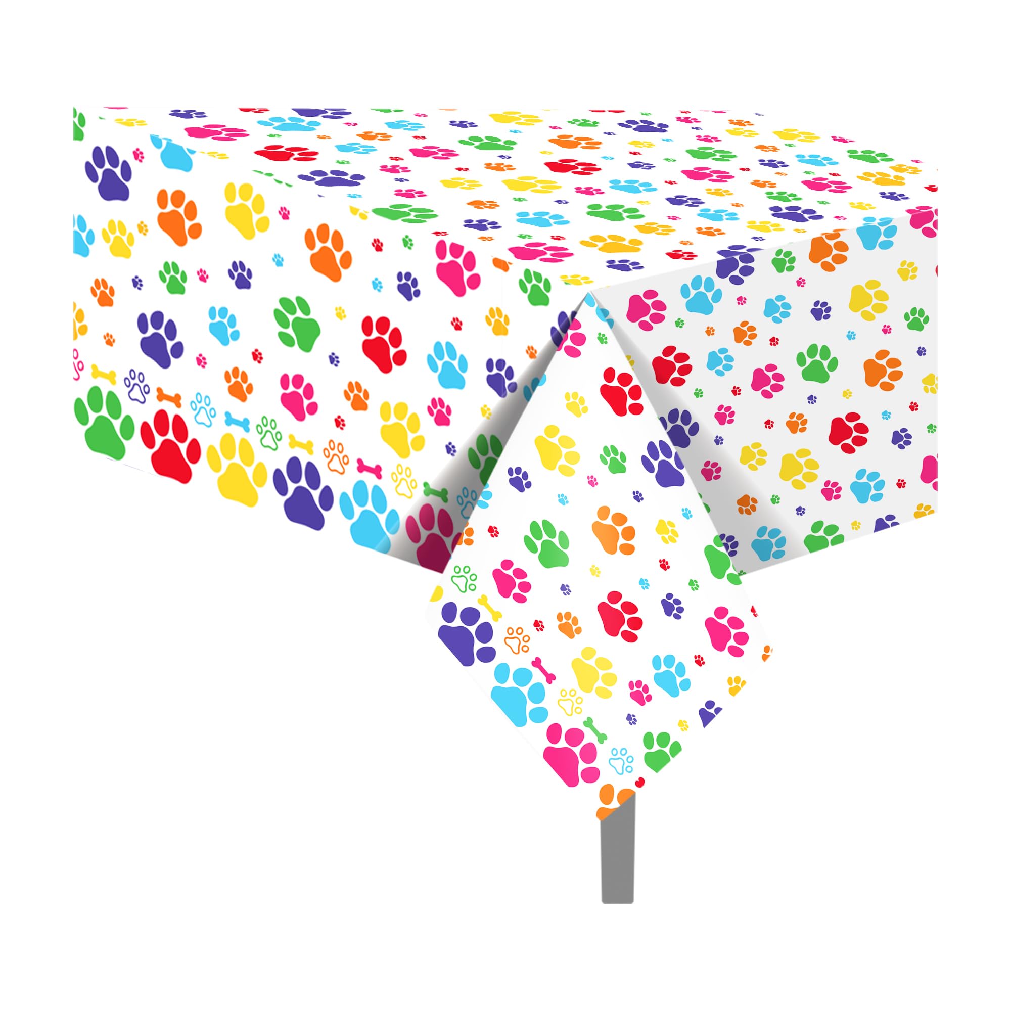 Lide Road 2 Pcs Paw Print Tablecloth Paw Print Plastic Table Covers Watercolor Paws Tablecloths Disposable Table Cover for Kitchen Home Decor, 54x87In