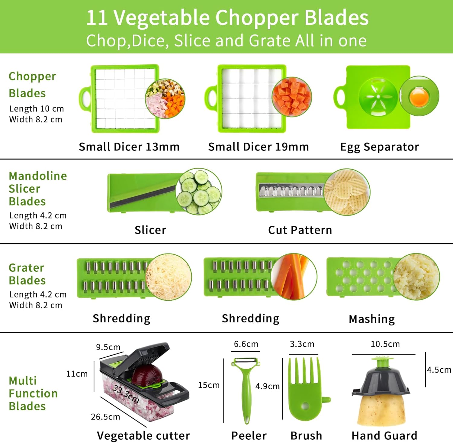 VacFreKep Zöldségaprító különböző pengékkel