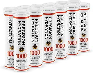 Precision Hydration Lite Electrolyte Tablets - Multi Strength Effervescent Hydration Tablets - Combats Cramp - Low Calorie,Gluten Free, Vegan/Vegetarian Friendly(12 Tubes, 1000mg/L - Orange Tube)